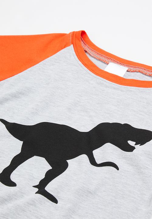 Pop Candy - Boys dino tee & shorts pj set - grey