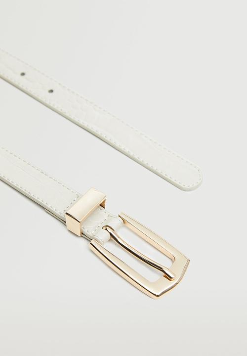 MANGO - Metal buckle belt - ecru