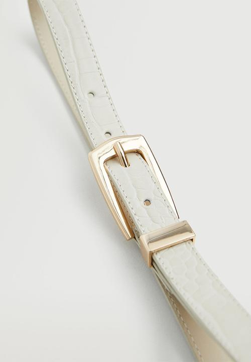 MANGO - Metal buckle belt - ecru