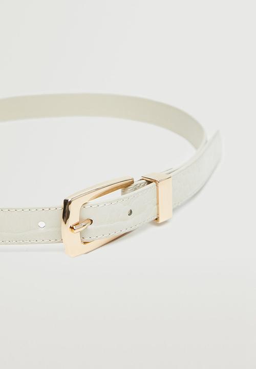 MANGO - Metal buckle belt - ecru