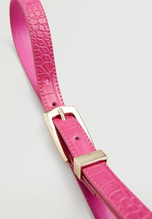 MANGO - Metal buckle belt - fuschia