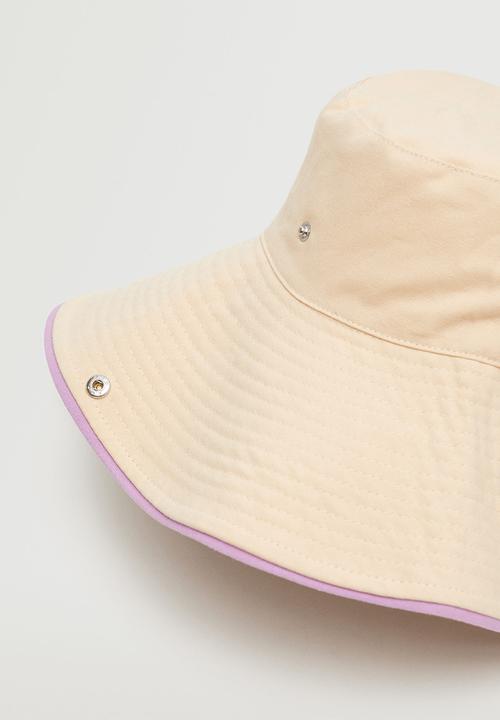 MANGO - Cotton bucket hat - ecru