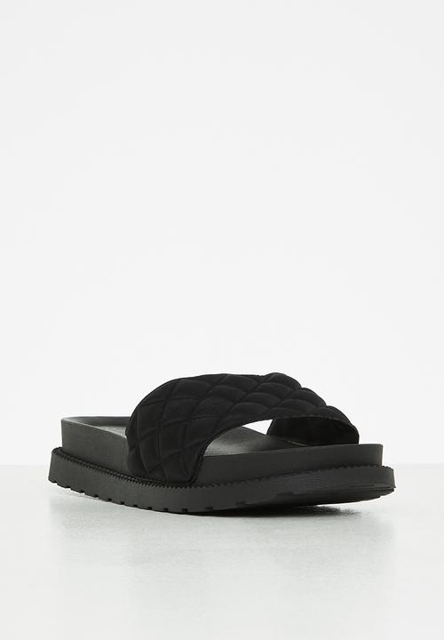 Seduction - Quilted flatform slide - black