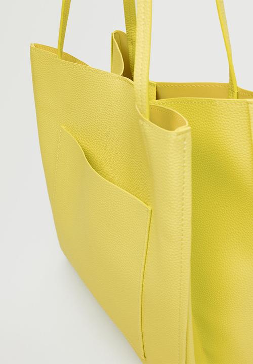 MANGO - Pocket shopper bag - yellow