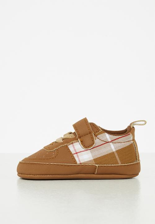 Pop Candy - Boys check sneaker - brown