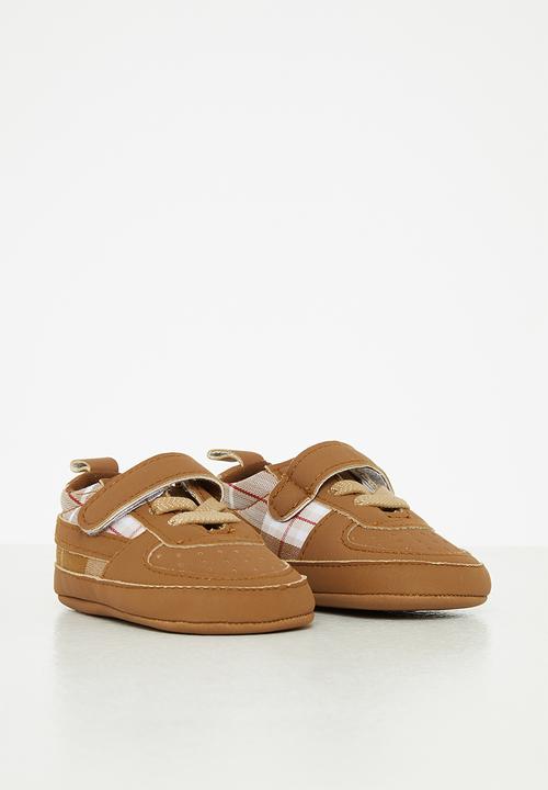 Pop Candy - Boys check sneaker - brown