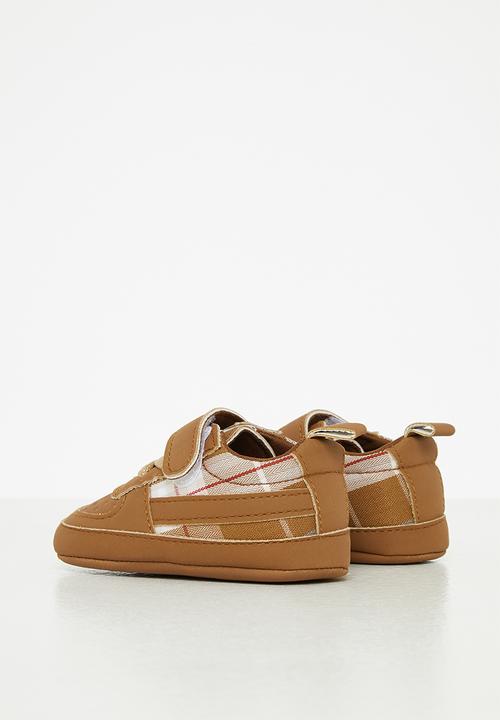 Pop Candy - Boys check sneaker - brown