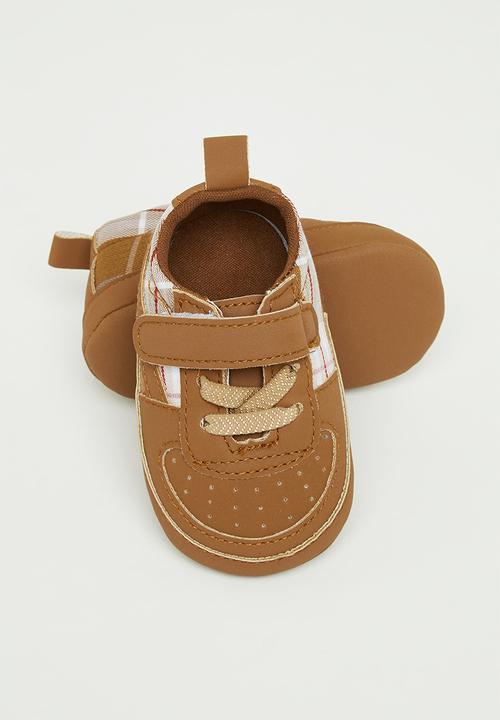 Pop Candy - Boys check sneaker - brown