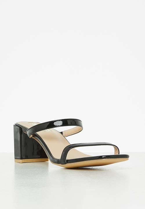 Seduction - Barely there block heel mule - black