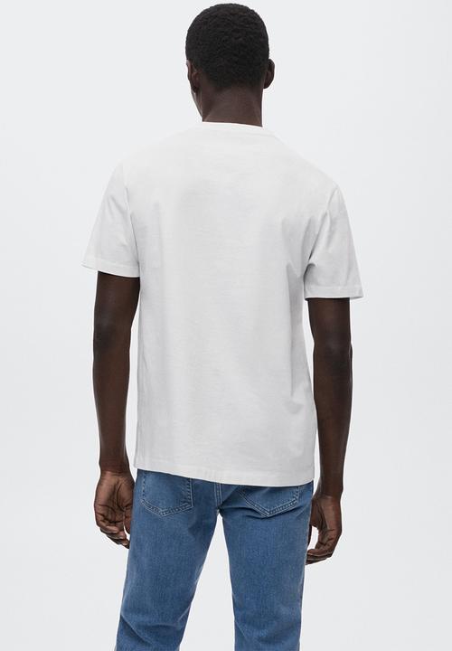 MANGO - Bellow mercerized regular-fit tee - white