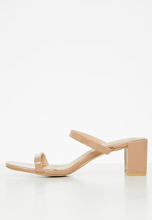 Seduction - Barely there block heel mule - taupe