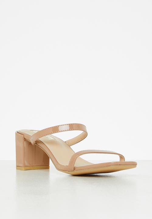 Seduction - Barely there block heel mule - taupe