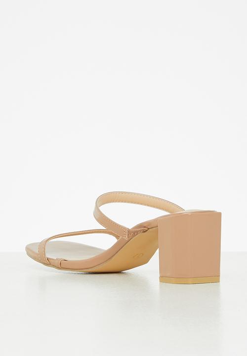 Seduction - Barely there block heel mule - taupe