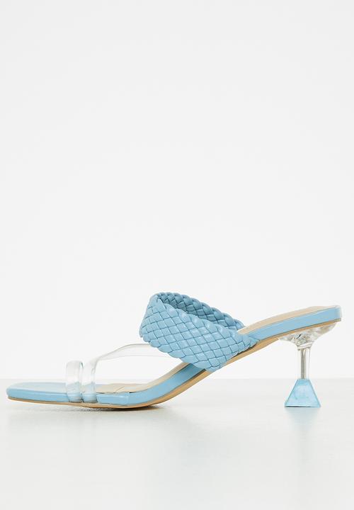 Seduction - Braided barely there stiletto heel mule - petrol blue