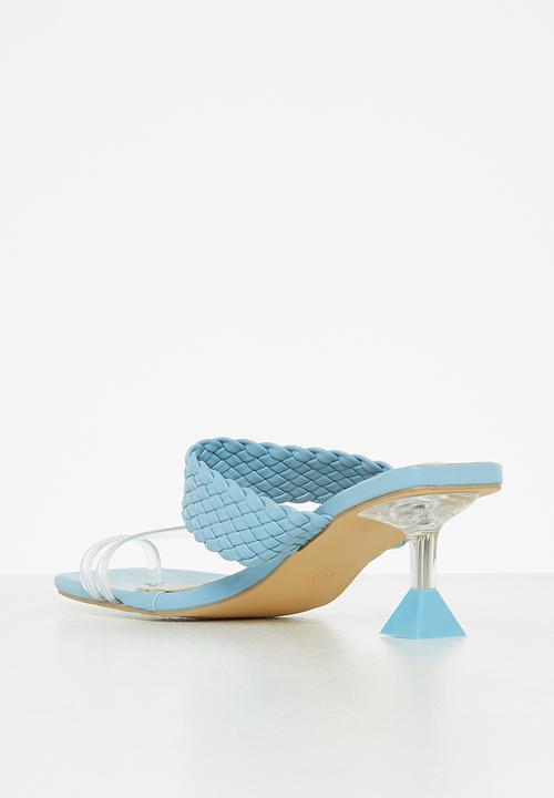 Seduction - Braided barely there stiletto heel mule - petrol blue