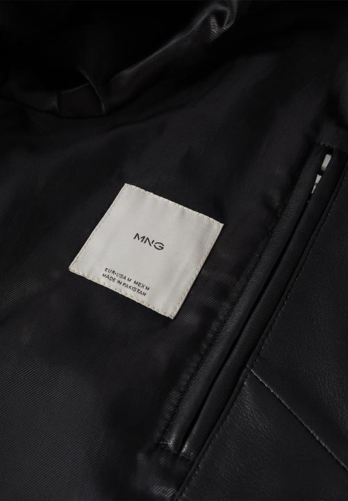MANGO - Cuir leather biker jacket - black