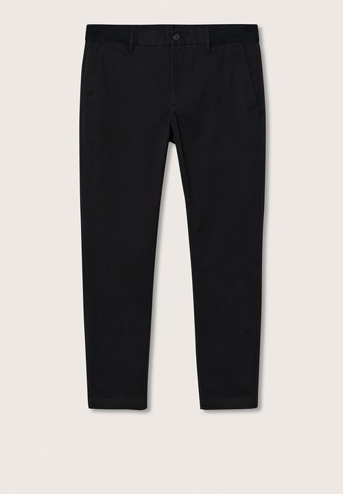 MANGO - Prato cotton tapered crop pants - black