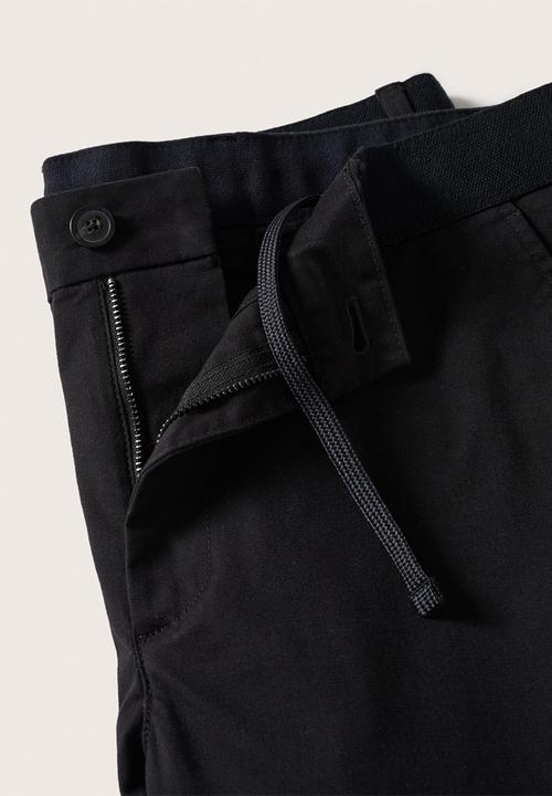 MANGO - Prato cotton tapered crop pants - black
