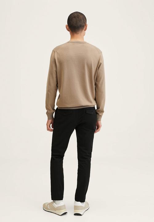 MANGO - Prato cotton tapered crop pants - black