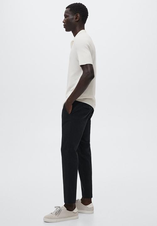 MANGO - Prato cotton tapered crop pants - dark navy