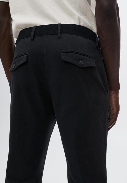 MANGO - Prato cotton tapered crop pants - dark navy