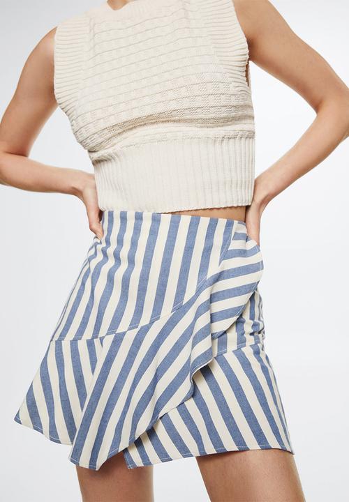 MANGO - Skirt zebri - medium blue