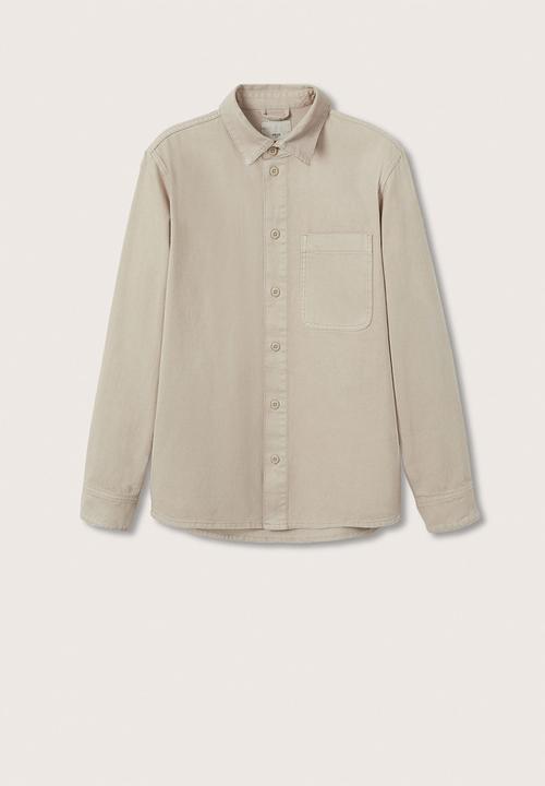 MANGO - Jazz pocket denim shirt - beige