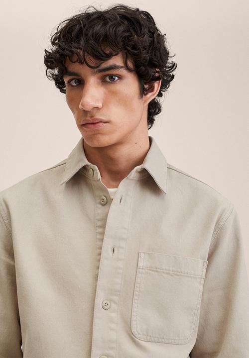 MANGO - Jazz pocket denim shirt - beige