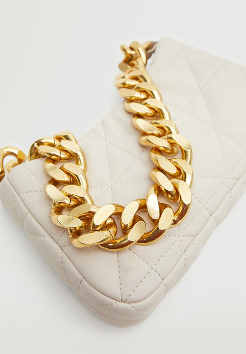 MANGO - Quilted chain bag - off white