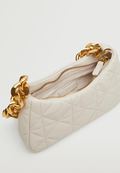 MANGO - Quilted chain bag - off white