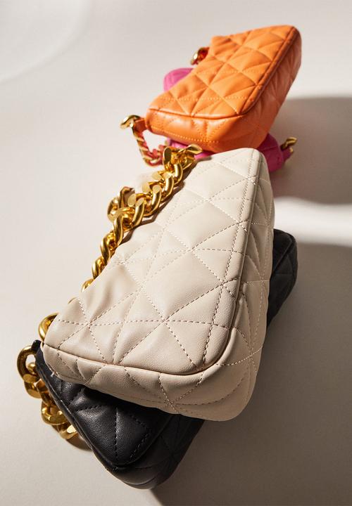 MANGO - Quilted chain bag - off white