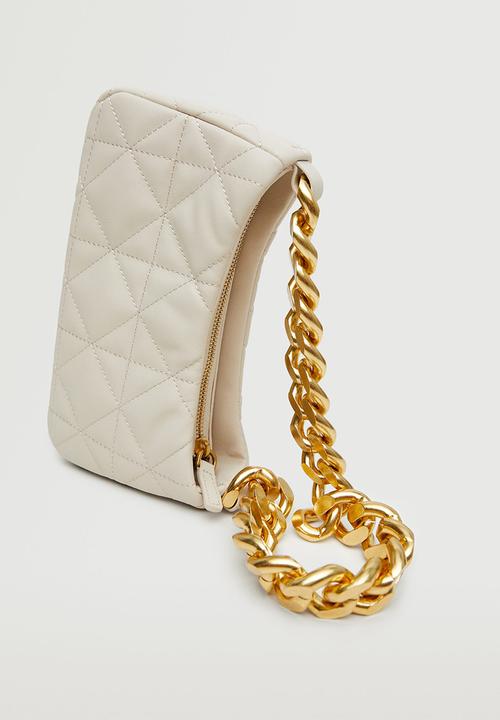MANGO - Quilted chain bag - off white