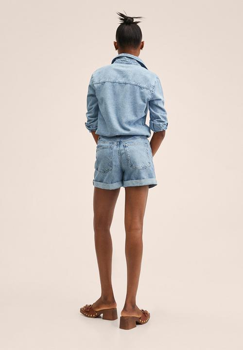 MANGO - Shorts mom80 - open blue