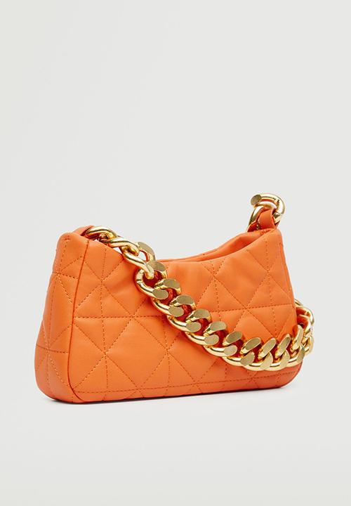 MANGO - Quilted chain bag - orange