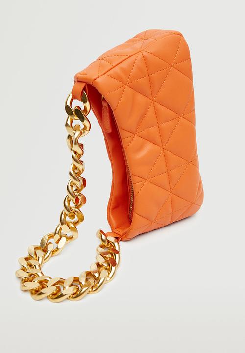 MANGO - Quilted chain bag - orange