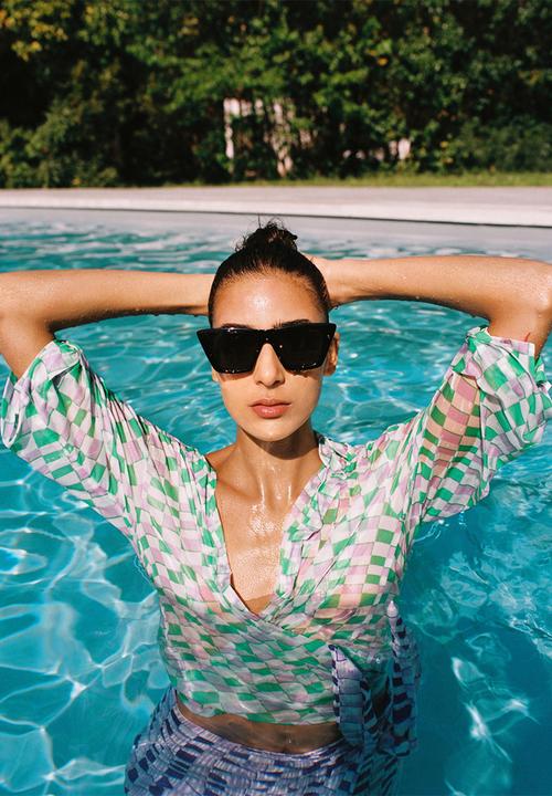 MANGO - Acetate frame sunglasses - black