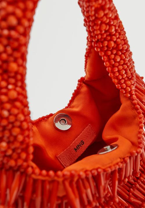 MANGO - Beaded mini bag - coral red