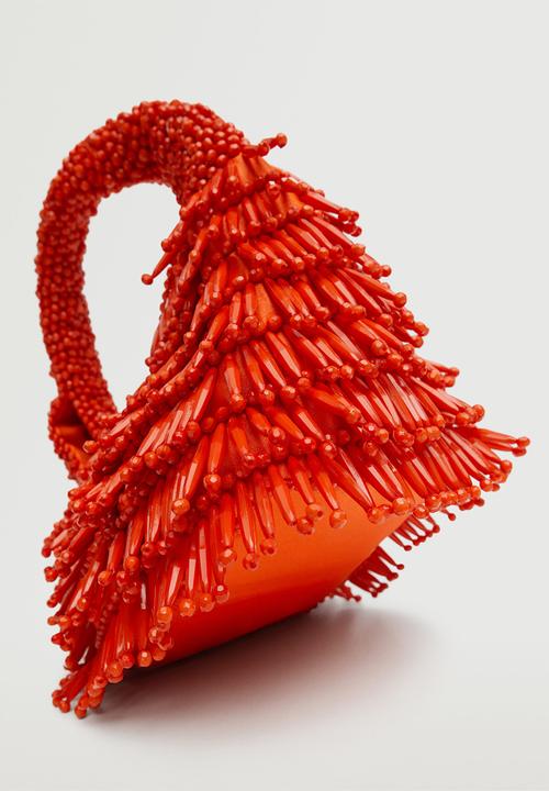 MANGO - Beaded mini bag - coral red