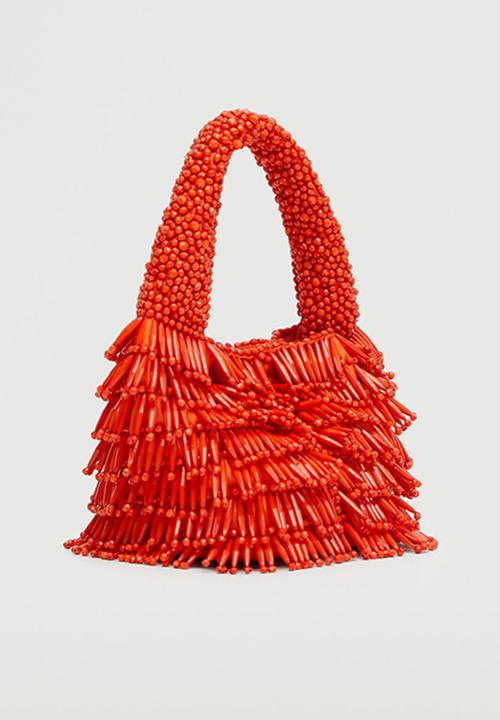 MANGO - Beaded mini bag - coral red