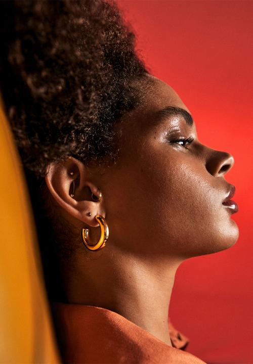 MANGO - Embossed hoop earrings - gold