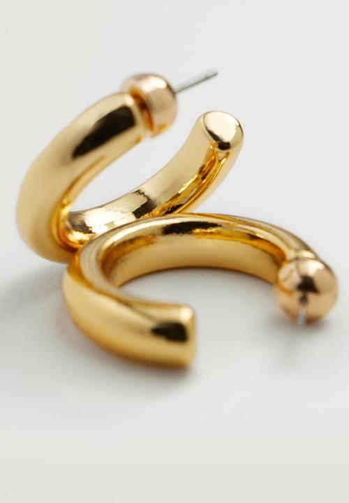 MANGO - Embossed hoop earrings - gold