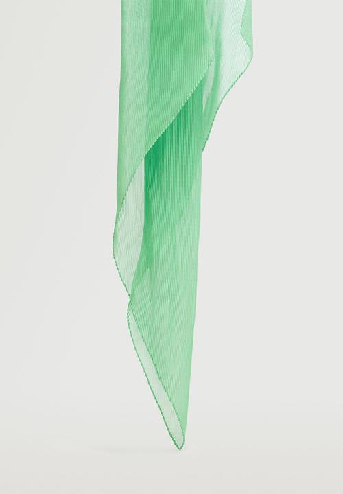 MANGO - Semi-transparent textured scarf - green