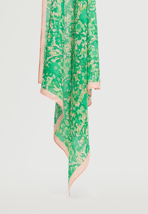 MANGO - Flowers printed scarf - green