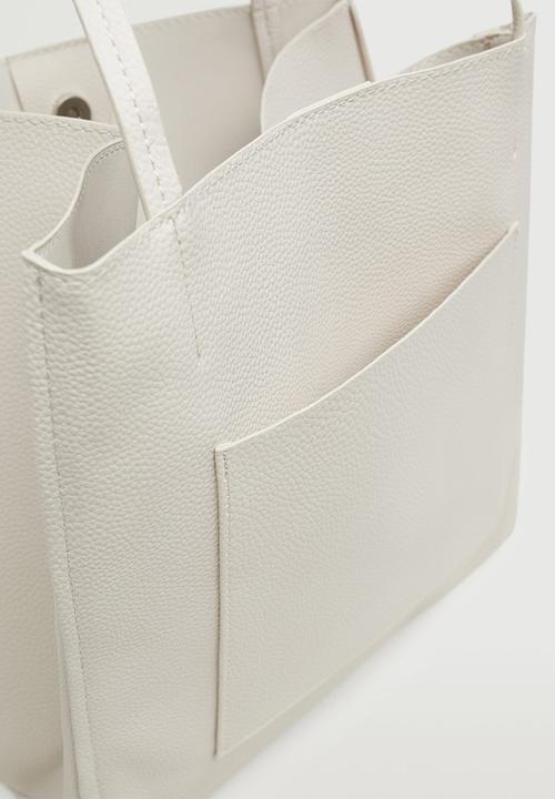 MANGO - Pocket shopper bag - off white