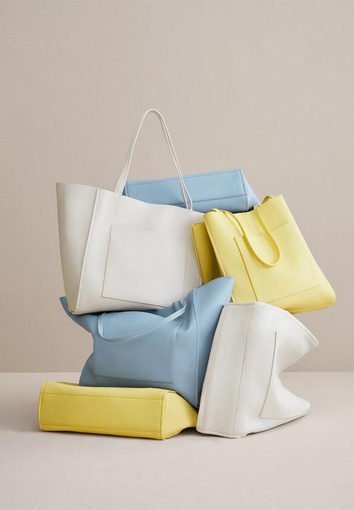 MANGO - Pocket shopper bag - off white
