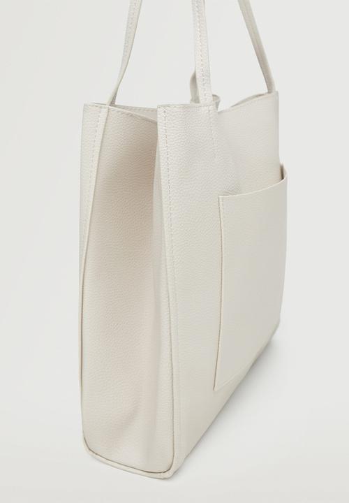 MANGO - Pocket shopper bag - off white