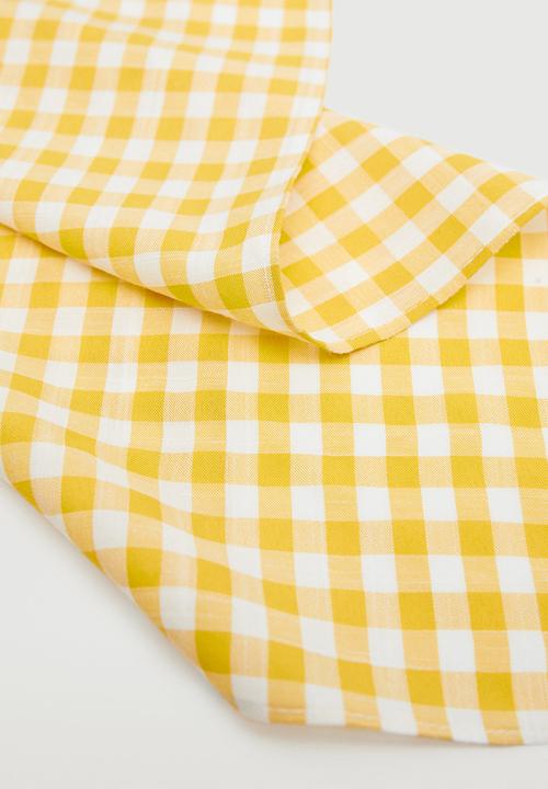 MANGO - Printed cotton scarf - yellow