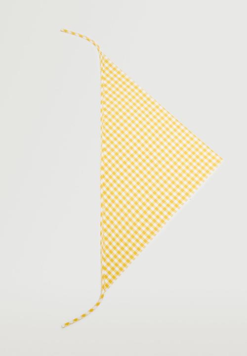 MANGO - Printed cotton scarf - yellow