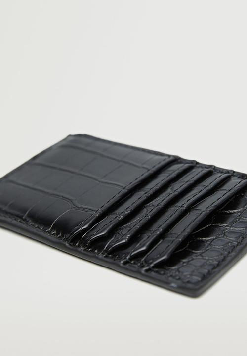 MANGO - Croc-effect card holder - black