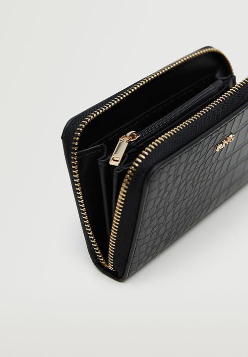 MANGO - Croc-effect wallet - black